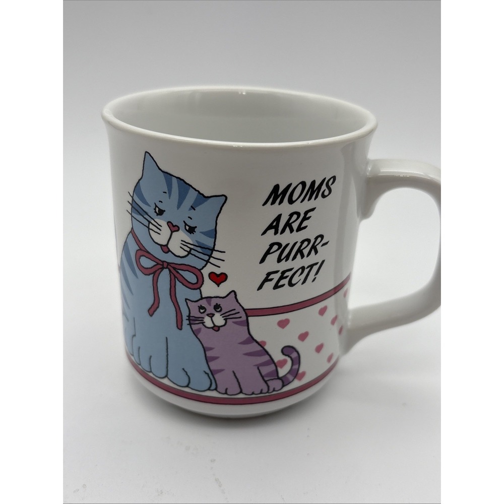 MOMS ARE PURR-FECT! Coffee Mug Cup With Lid Kitty Cats Feline Mother Love Gifts